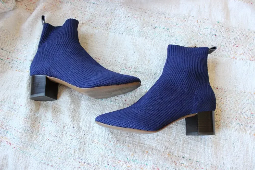 Everlane Blue Glove Reknit Knit Ribbed Sock Boots Size 6